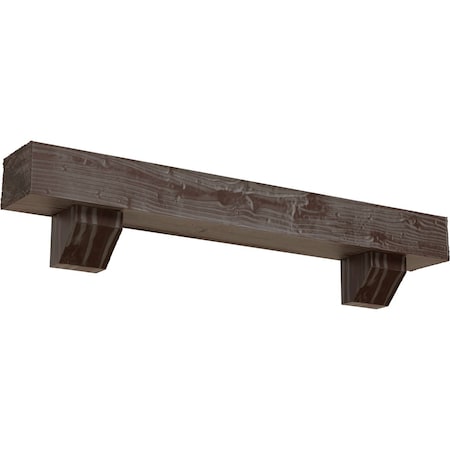 Kit W/ Ashford Corbels, Aged Pecan, 6H  X 8D X 84W Sandblasted Faux Wood Fireplace ManteL